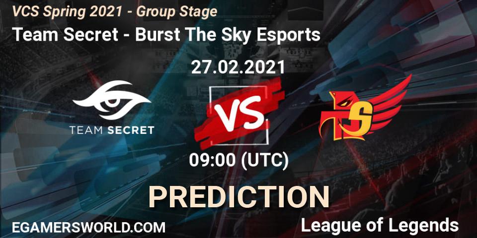 Prognoza Team Secret - Burst The Sky Esports. 27.02.2021 at 10:00, LoL, VCS Spring 2021 - Group Stage