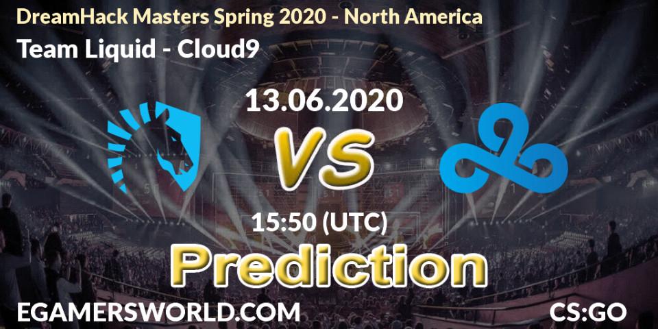 Prognoza Team Liquid - Cloud9. 13.06.2020 at 15:50, Counter-Strike (CS2), DreamHack Masters Spring 2020 - North America