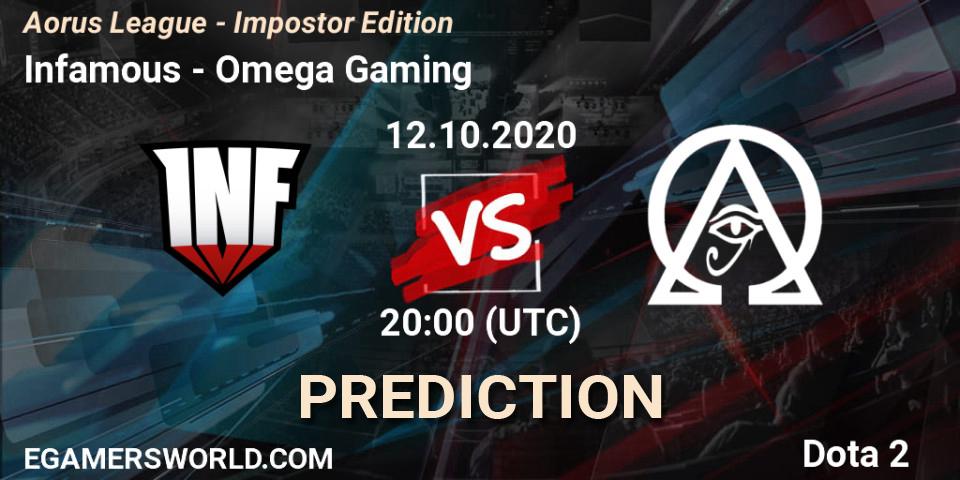 Prognoza Infamous - Omega Gaming. 12.10.2020 at 23:30, Dota 2, Aorus League - Impostor Edition