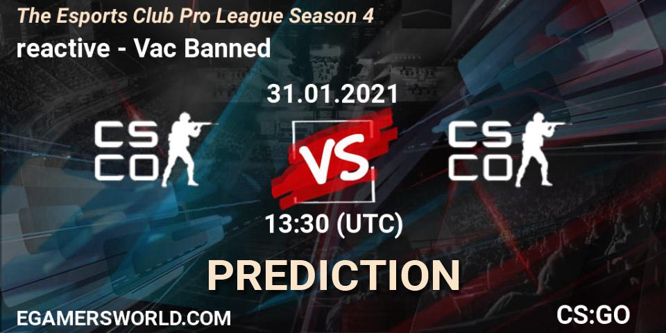 Prognoza reactive - Vac Banned. 31.01.2021 at 13:30, Counter-Strike (CS2), The Esports Club Pro League Season 4