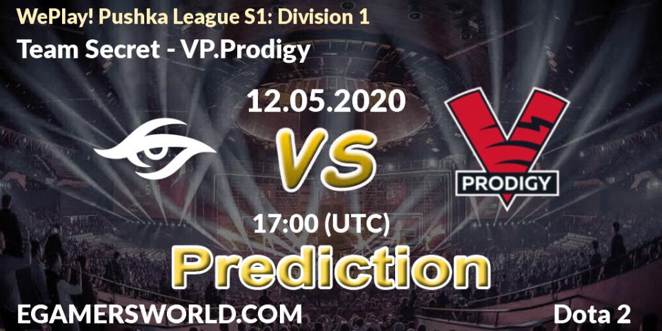 Prognoza Team Secret - VP.Prodigy. 12.05.2020 at 16:44, Dota 2, WePlay! Pushka League S1: Division 1