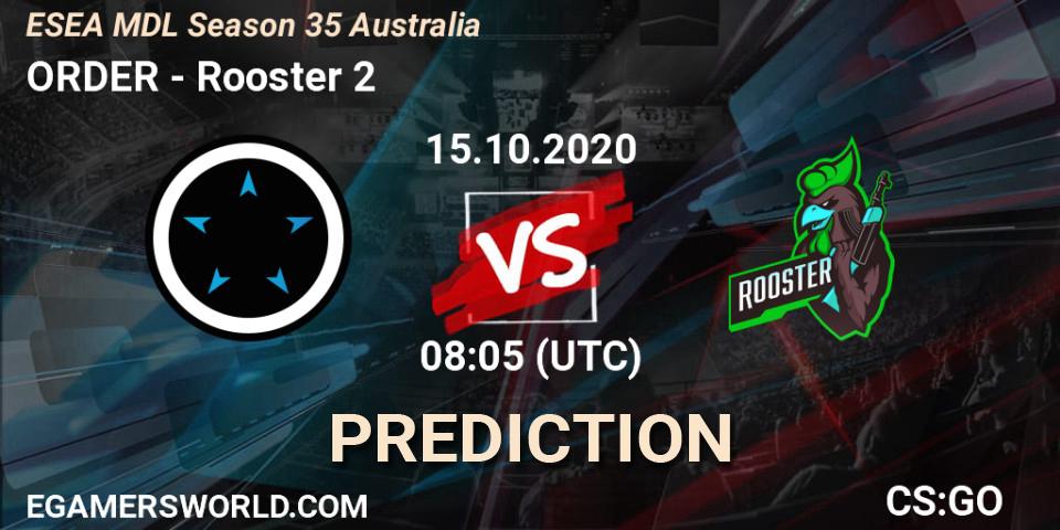 Prognoza ORDER - Rooster 2. 15.10.2020 at 08:05, Counter-Strike (CS2), ESEA MDL Season 35 Australia