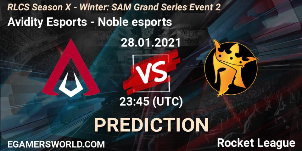 Prognoza Avidity Esports - Noble esports. 28.01.2021 at 23:45, Rocket League, RLCS Season X - Winter: SAM Grand Series Event 2