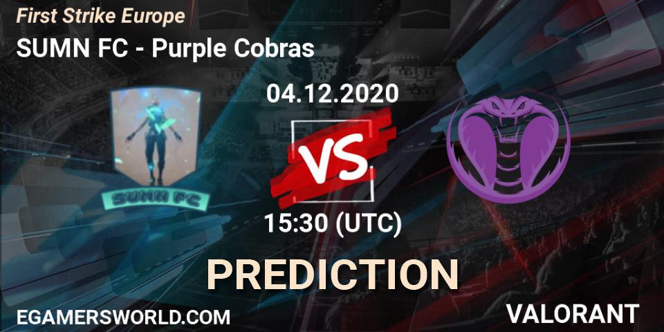 Prognoza SUMN FC - Purple Cobras. 04.12.2020 at 16:00, VALORANT, First Strike Europe