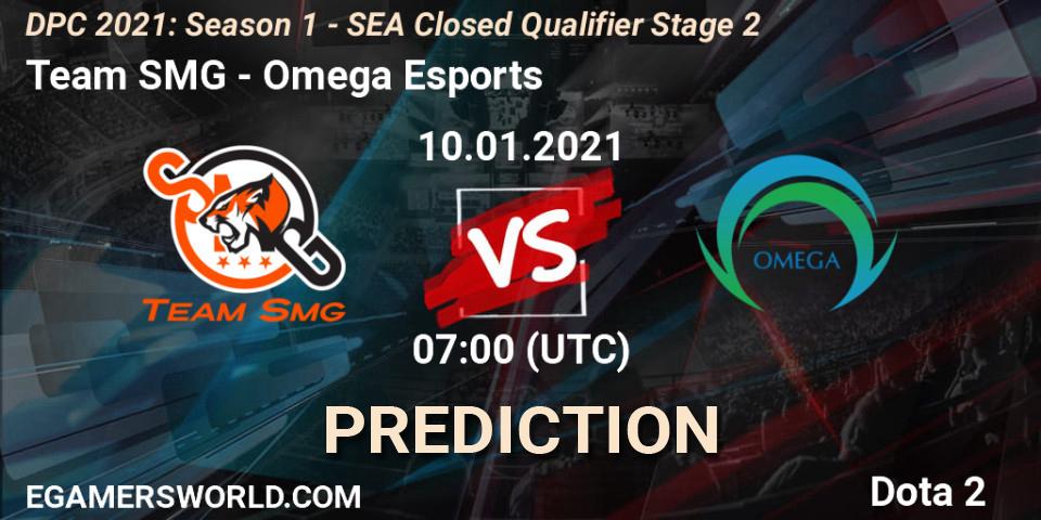 Prognoza Team SMG - Omega Esports. 10.01.2021 at 07:08, Dota 2, DPC 2021: Season 1 - SEA Closed Qualifier Stage 2