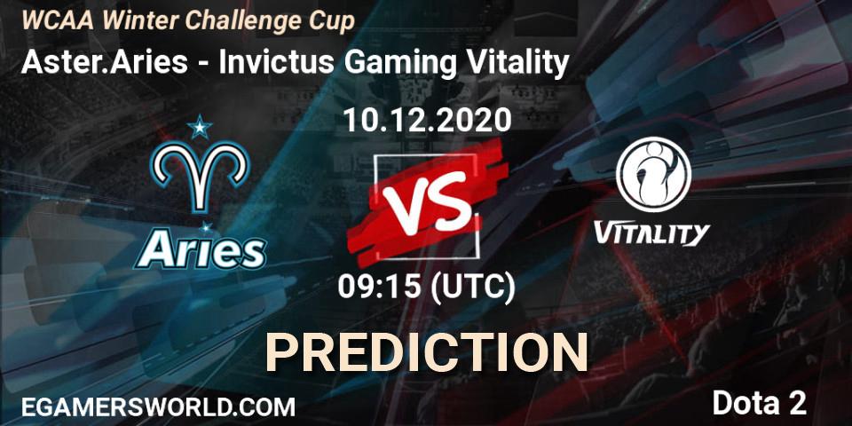 Prognoza Aster.Aries - Invictus Gaming Vitality. 10.12.2020 at 09:16, Dota 2, WCAA Winter Challenge Cup