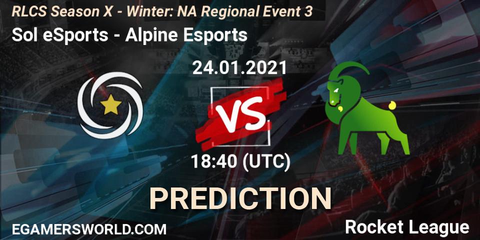 Prognoza Sol eSports - Alpine Esports. 24.01.2021 at 18:40, Rocket League, RLCS Season X - Winter: NA Regional Event 3