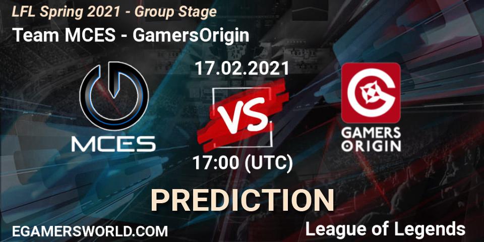 Prognoza Team MCES - GamersOrigin. 17.02.2021 at 17:00, LoL, LFL Spring 2021 - Group Stage