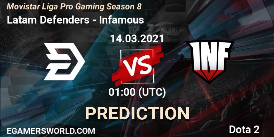 Prognoza Latam Defenders - Infamous. 15.03.2021 at 01:00, Dota 2, Movistar Liga Pro Gaming Season 8