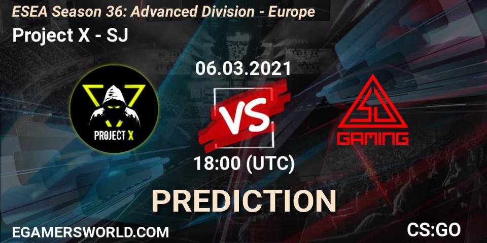 Prognoza Project X - SJ. 06.03.2021 at 18:00, Counter-Strike (CS2), ESEA Season 36: Europe - Advanced Division