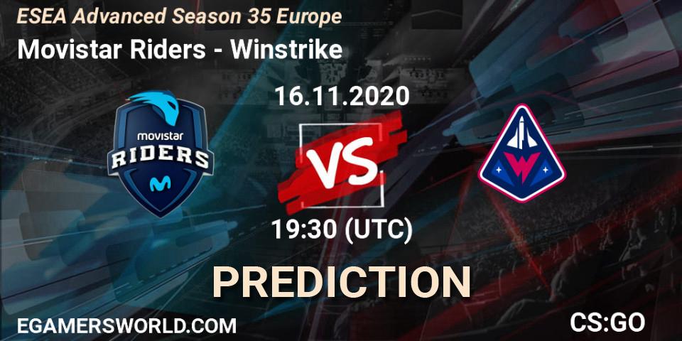 Prognoza Movistar Riders - Winstrike. 17.11.2020 at 17:00, Counter-Strike (CS2), ESEA Advanced Season 35 Europe