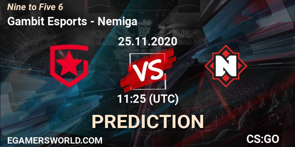 Prognoza Gambit Esports - Nemiga. 25.11.2020 at 11:25, Counter-Strike (CS2), Nine to Five 6