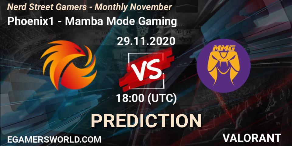Prognoza Phoenix1 - Mamba Mode Gaming. 29.11.2020 at 18:00, VALORANT, Nerd Street Gamers - Monthly November
