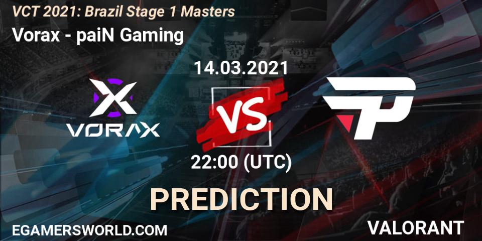 Prognoza Vorax - paiN Gaming. 14.03.2021 at 22:00, VALORANT, VCT 2021: Brazil Stage 1 Masters