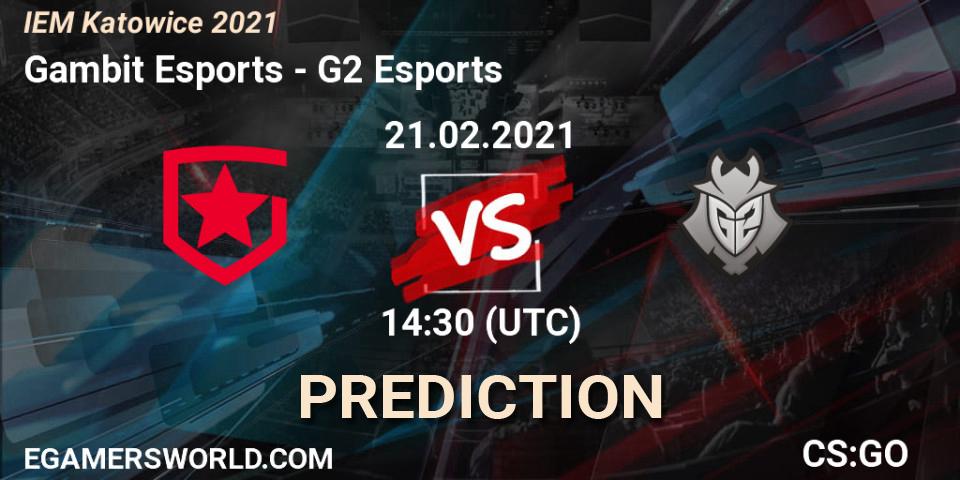 Prognoza Gambit Esports - G2 Esports. 21.02.2021 at 14:30, Counter-Strike (CS2), IEM Katowice 2021