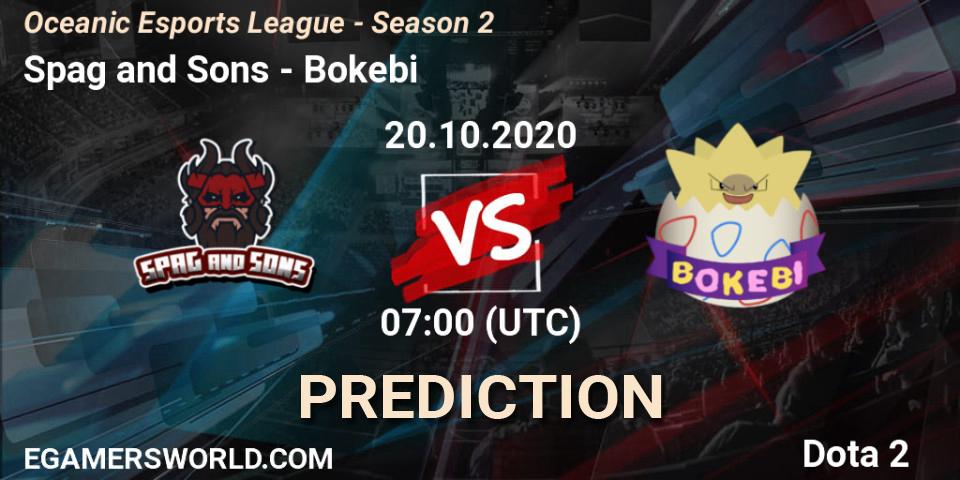 Prognoza Spag and Sons - Bokebi. 20.10.2020 at 07:01, Dota 2, Oceanic Esports League - Season 2