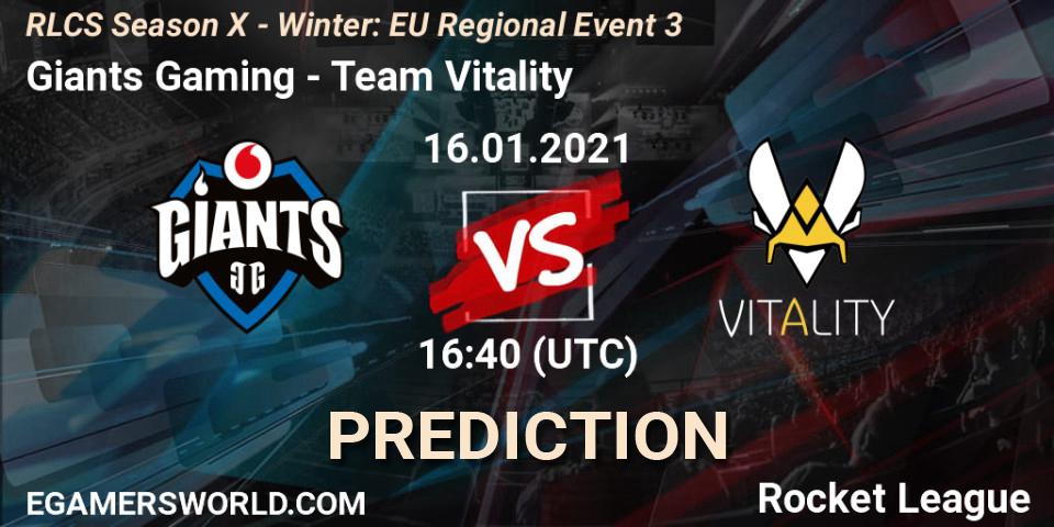 Prognoza Giants Gaming - Team Vitality. 16.01.2021 at 17:40, Rocket League, RLCS Season X - Winter: EU Regional Event 3