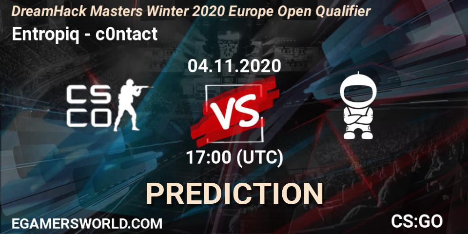 Prognoza Entropiq - c0ntact. 04.11.2020 at 17:05, Counter-Strike (CS2), DreamHack Masters Winter 2020 Europe Open Qualifier