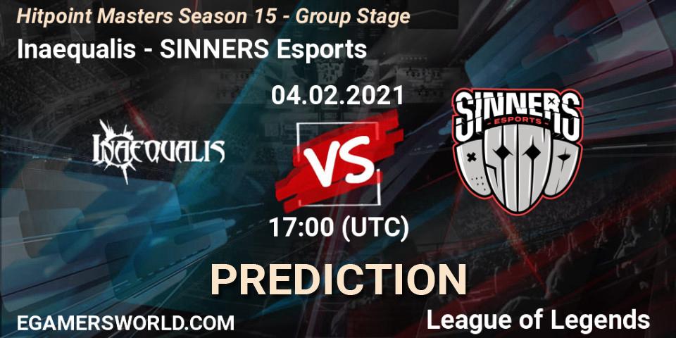 Prognoza Inaequalis - SINNERS Esports. 04.02.2021 at 17:00, LoL, Hitpoint Masters Season 15 - Group Stage