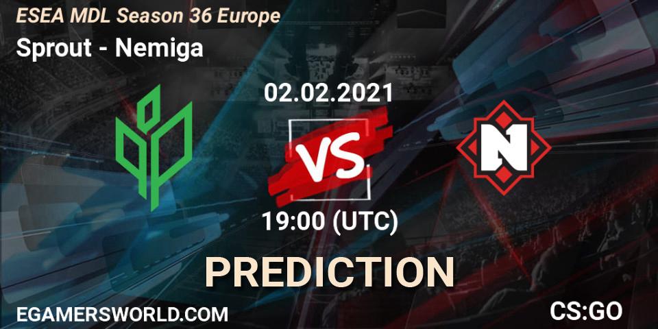 Prognoza Sprout - Nemiga. 02.02.2021 at 19:00, Counter-Strike (CS2), MDL ESEA Season 36: Europe - Premier division