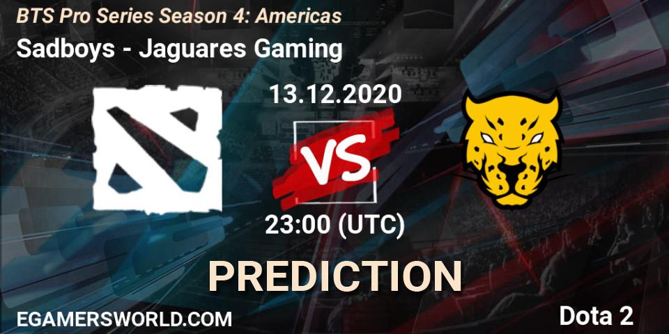 Prognoza Sadboys - Jaguares Gaming. 13.12.2020 at 23:16, Dota 2, BTS Pro Series Season 4: Americas