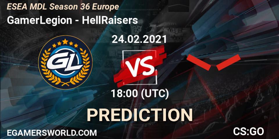 Prognoza GamerLegion - HellRaisers. 04.03.2021 at 18:00, Counter-Strike (CS2), MDL ESEA Season 36: Europe - Premier division