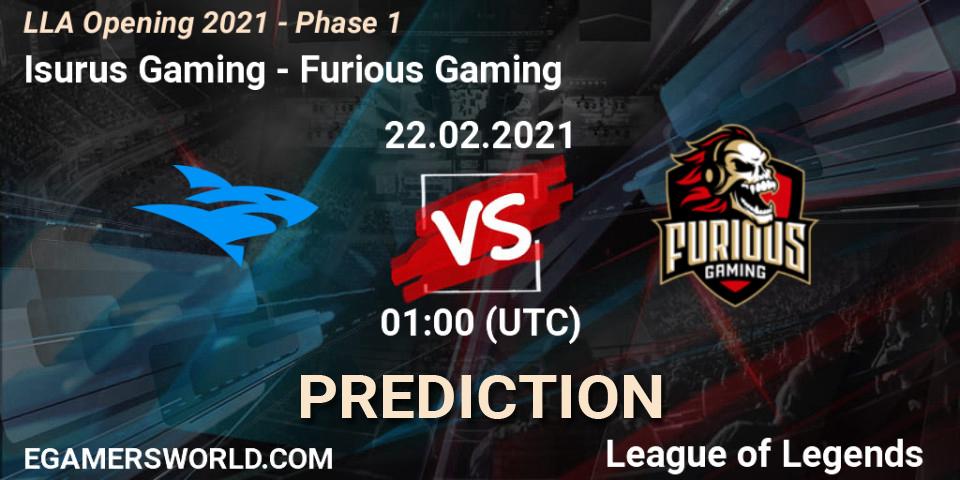 Prognoza Isurus Gaming - Furious Gaming. 22.02.21, LoL, LLA Opening 2021 - Phase 1