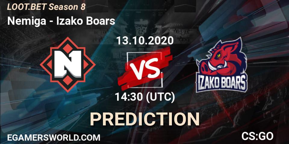 Prognoza Nemiga - Izako Boars. 13.10.2020 at 14:30, Counter-Strike (CS2), LOOT.BET Season 8