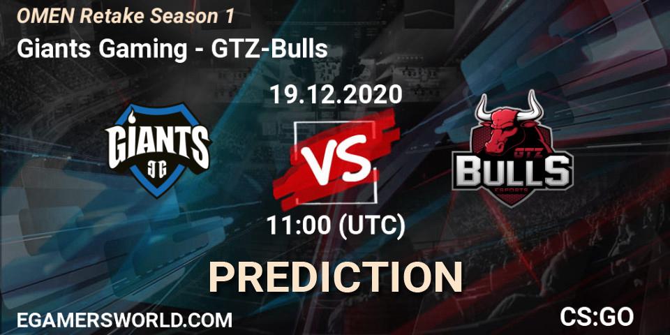 Prognoza Giants Gaming - GTZ-Bulls. 19.12.20, CS2 (CS:GO), OMEN Retake Season 1