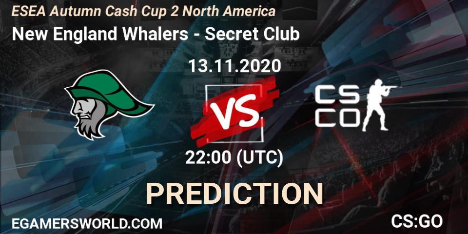 Prognoza New England Whalers - Secret Club. 13.11.20, CS2 (CS:GO), ESEA Autumn Cash Cup 2 North America