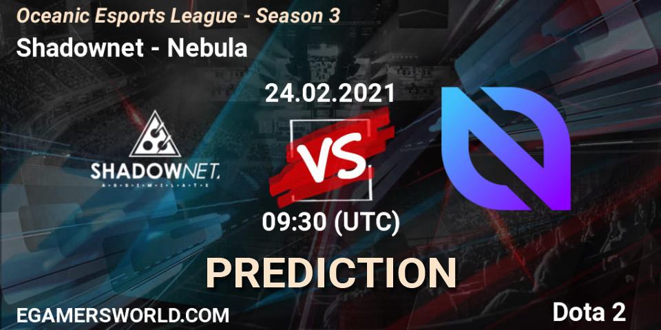 Prognoza Shadownet - Nebula. 24.02.2021 at 09:31, Dota 2, Oceanic Esports League - Season 3