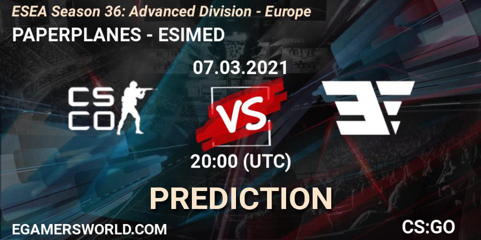 Prognoza PAPERPLANES - ESIMED. 07.03.2021 at 20:00, Counter-Strike (CS2), ESEA Season 36: Europe - Advanced Division