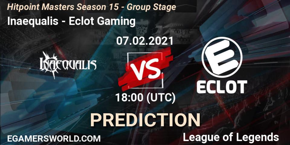 Prognoza Inaequalis - Eclot Gaming. 07.02.2021 at 19:00, LoL, Hitpoint Masters Season 15 - Group Stage