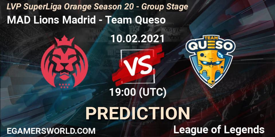 Prognoza MAD Lions Madrid - Team Queso. 10.02.2021 at 19:15, LoL, LVP SuperLiga Orange Season 20 - Group Stage