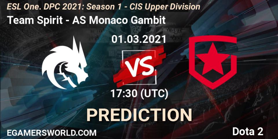 Prognoza Team Spirit - AS Monaco Gambit. 28.02.21, Dota 2, ESL One. DPC 2021: Season 1 - CIS Upper Division
