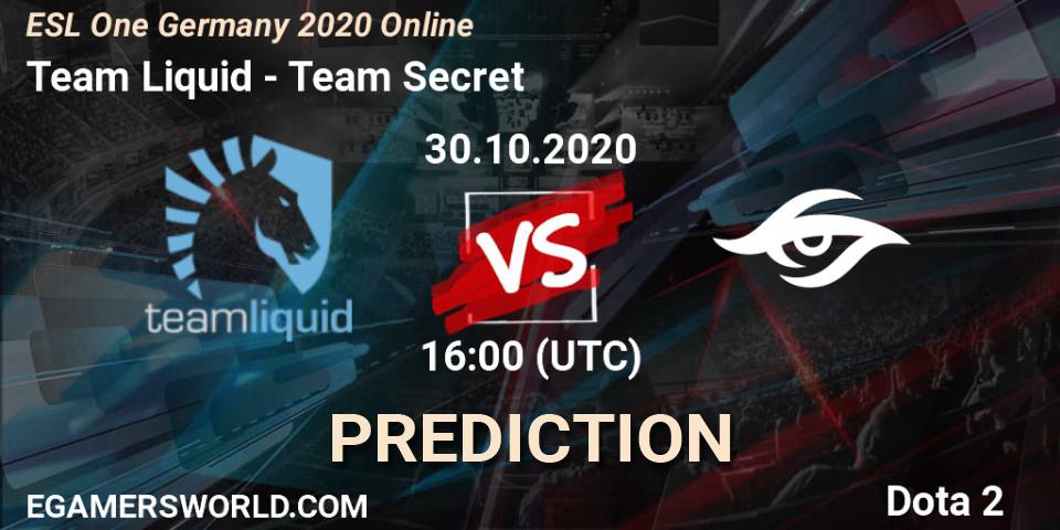 Prognoza Team Liquid - Team Secret. 30.10.2020 at 16:01, Dota 2, ESL One Germany 2020 Online