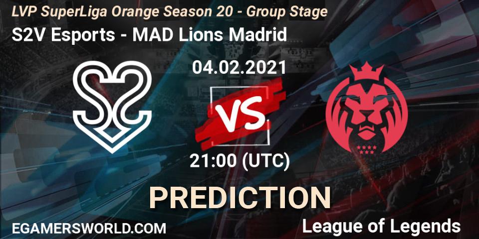Prognoza S2V Esports - MAD Lions Madrid. 04.02.21, LoL, LVP SuperLiga Orange Season 20 - Group Stage
