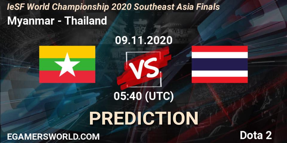 Prognoza Myanmar - Thailand. 09.11.2020 at 05:40, Dota 2, IeSF World Championship 2020 Southeast Asia Finals