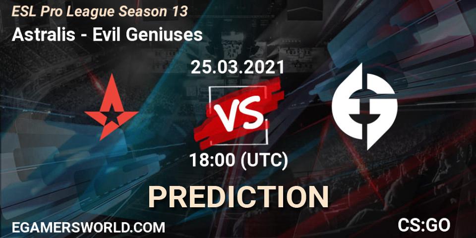 Prognoza Astralis - Evil Geniuses. 25.03.21, CS2 (CS:GO), ESL Pro League Season 13