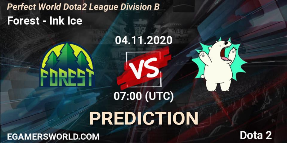 Prognoza Forest - Ink Ice. 04.11.2020 at 07:00, Dota 2, Perfect World Dota2 League Division B