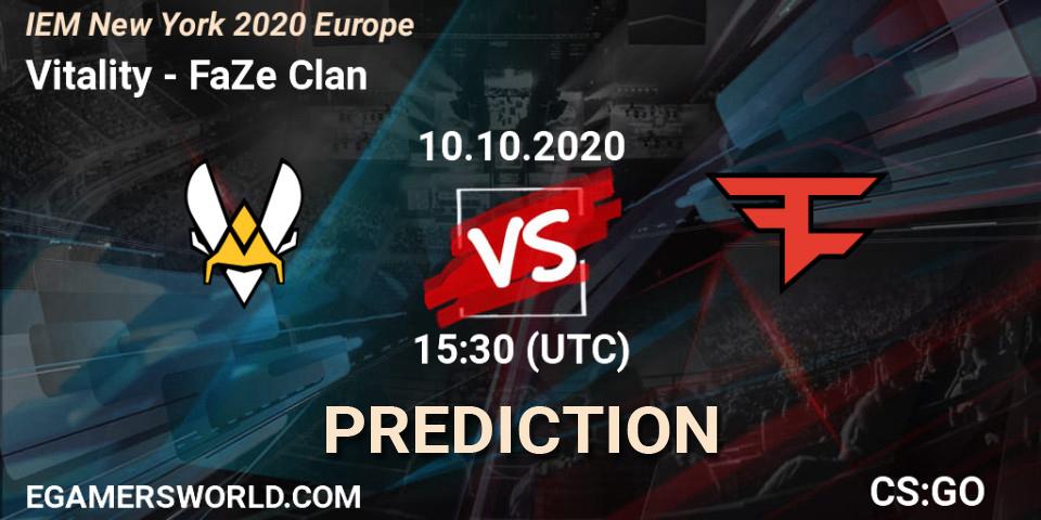 Prognoza Vitality - FaZe Clan. 10.10.2020 at 15:50, Counter-Strike (CS2), IEM New York 2020 Europe