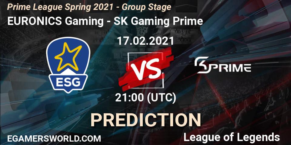 Prognoza EURONICS Gaming - SK Gaming Prime. 17.02.21, LoL, Prime League Spring 2021 - Group Stage