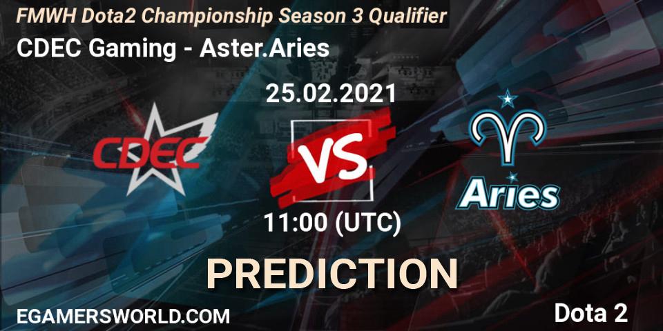 Prognoza CDEC Gaming - Aster.Aries. 25.02.2021 at 10:53, Dota 2, FMWH Dota2 Championship Season 3 Qualifier