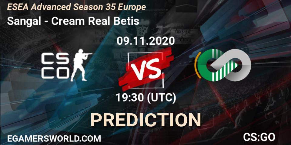 Prognoza Sangal - Cream Real Betis. 10.11.2020 at 18:30, Counter-Strike (CS2), ESEA Advanced Season 35 Europe