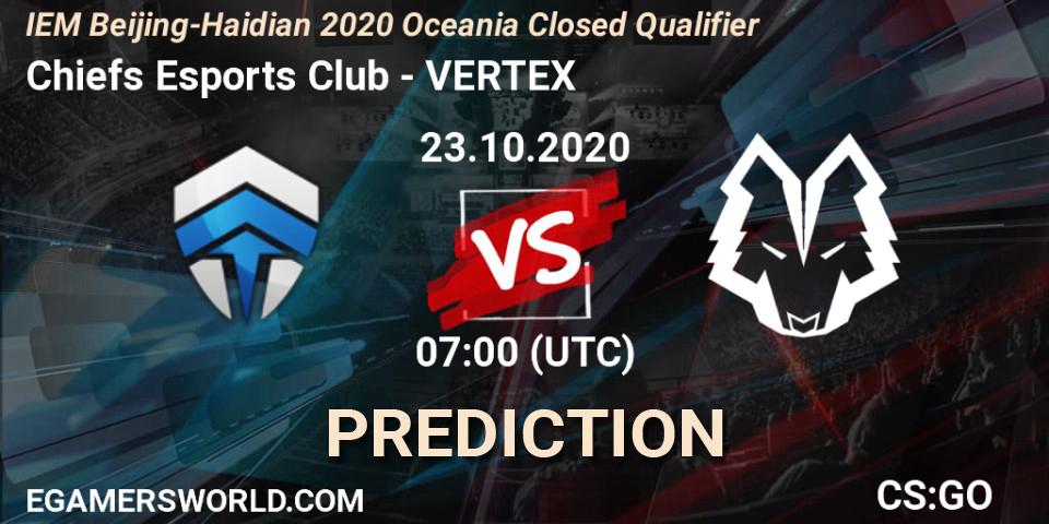 Prognoza Chiefs Esports Club - VERTEX. 23.10.2020 at 07:00, Counter-Strike (CS2), IEM Beijing-Haidian 2020 Oceania Closed Qualifier