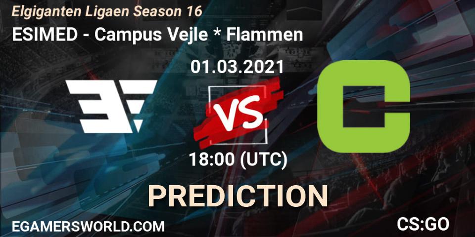 Prognoza ESIMED - Campus Vejle * Flammen. 01.03.2021 at 18:00, Counter-Strike (CS2), Elgiganten Ligaen Season 16