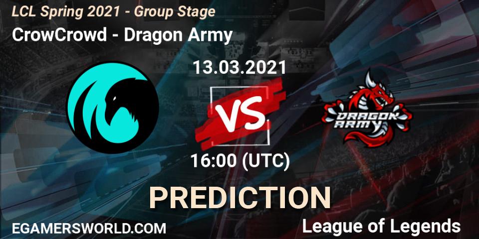 Prognoza CrowCrowd - Dragon Army. 13.03.2021 at 16:00, LoL, LCL Spring 2021 - Group Stage