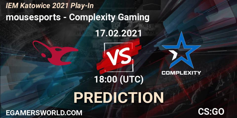 Prognoza mousesports - Complexity Gaming. 17.02.2021 at 18:15, Counter-Strike (CS2), IEM Katowice 2021 Play-In