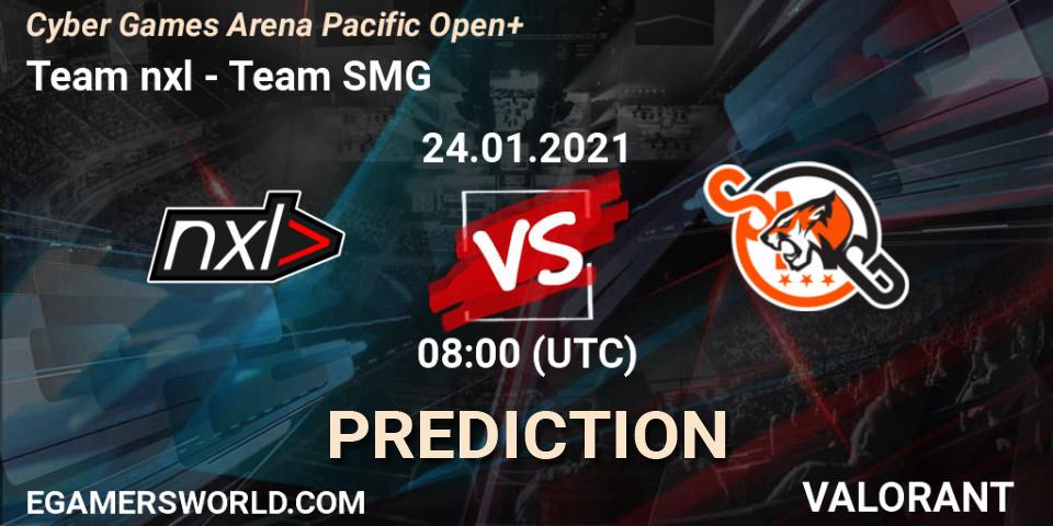 Prognoza Team nxl - Team SMG. 24.01.2021 at 08:00, VALORANT, Cyber Games Arena Pacific Open+