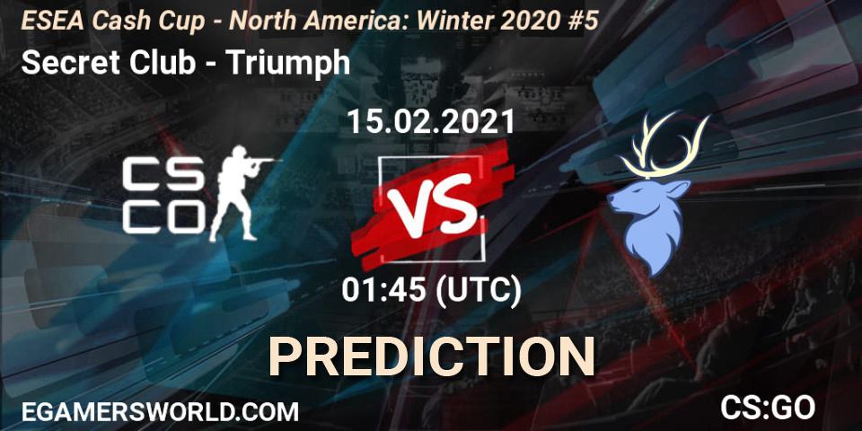 Prognoza Secret Club - Triumph. 15.02.2021 at 21:00, Counter-Strike (CS2), ESEA Cash Cup - North America: Winter 2020 #5